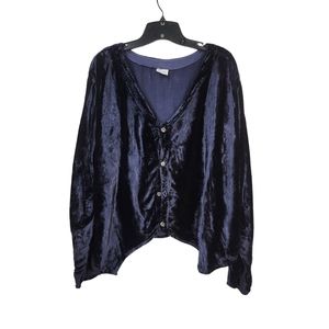 CP Shades Women's Vintage Asymmetrical Velvet Cardigan Top - L